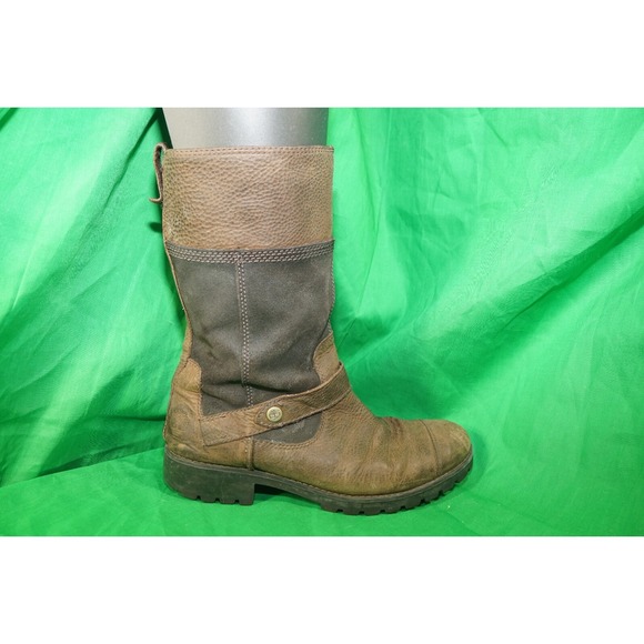 Timberland Womens Boots Brown Leather Mid Calf Pull On Size US 9.5 - Picture 6 of 9
